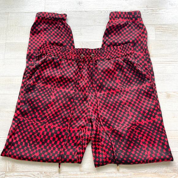 Michael Kors Printed Satin Effect Jogger Pants | Red/Black Size 2 - Picture 2 of 8